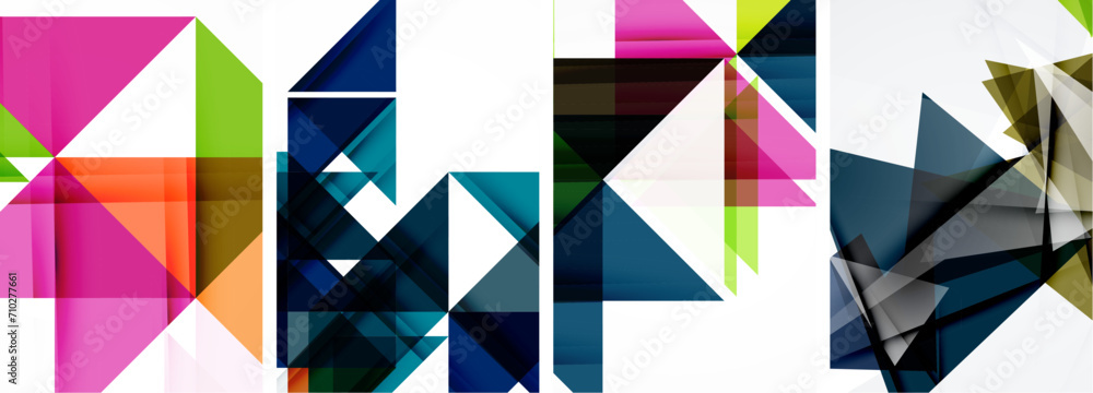 Set of colorful triangle poster cover template backgrounds. Vector illustration For Wallpaper, Banner, Background, Card, Book Illustration, landing page Set of colorful triangle poster cover template backgrounds. Vector illustration For Wallpaper, Banner, Background, Card, Book Illustration, landing page
