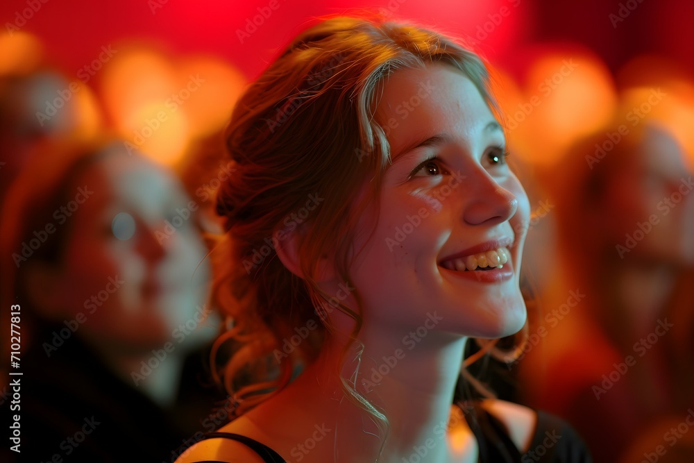Fototapeta premium A Young Woman Enjoying A Live Theater Opera Performance