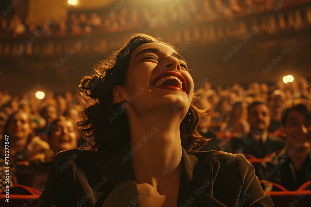 A Young Woman Enjoying A Live Theater Opera Performance