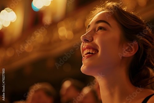 A Young Woman Enjoying A Live Theater Opera Performance © Rax Qiu