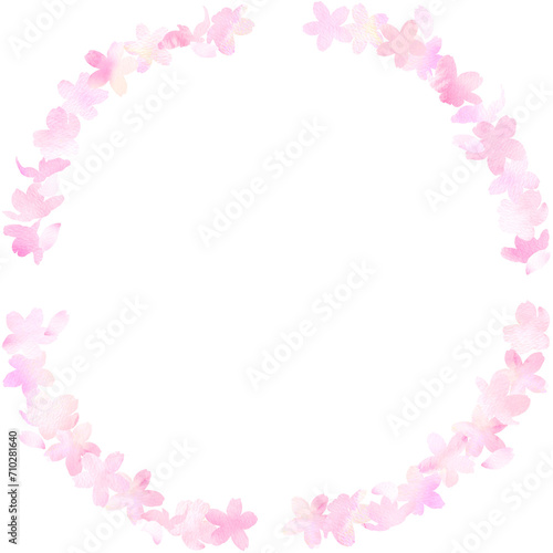 かわいい桜を並べてデザインしたピンクフレーム。水彩イラスト。 © Aomi.art
