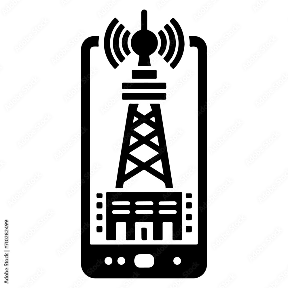 minimal mobile tower building tower icon vector silhouette