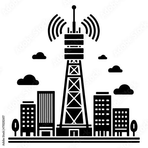 minimal mobile tower building tower icon vector silhouette