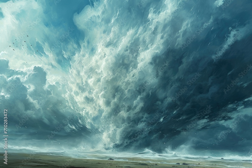 Fototapeta premium dramatic and moody cloudscape over a coastal area