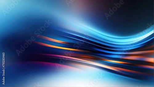 Abstract background with blue and orange waves. Generative AI.