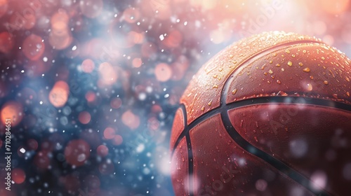 Basketball background with copy space. Highlighting close-up the ball of basketball © Matthew