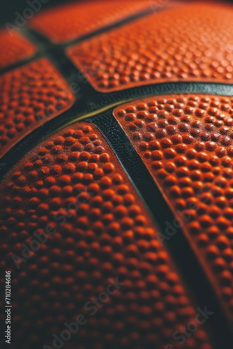 Close-up shot of a basketball, creating a dynamic background with space for text.  © Matthew