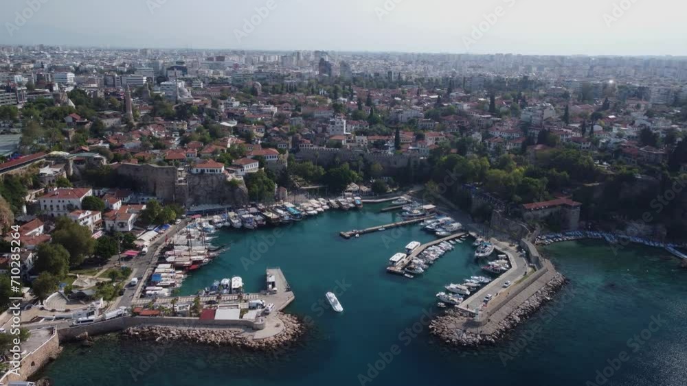 Awesome aerial view of Antalya from the sea side, Turkey Awesome aerial view of Antalya from the sea side, Turkey