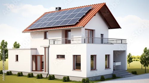 Solar panels on the roof of a house.