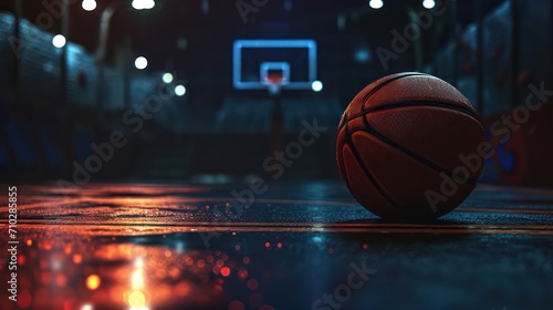 Basketball background with copy space. Highlighting close-up the ball of basketball © Matthew