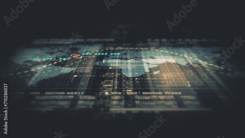 Data matrix simulation UI with cutting-edge digital environment with a dynamic and immersive display of interconnected data matrix information networks systems background photo