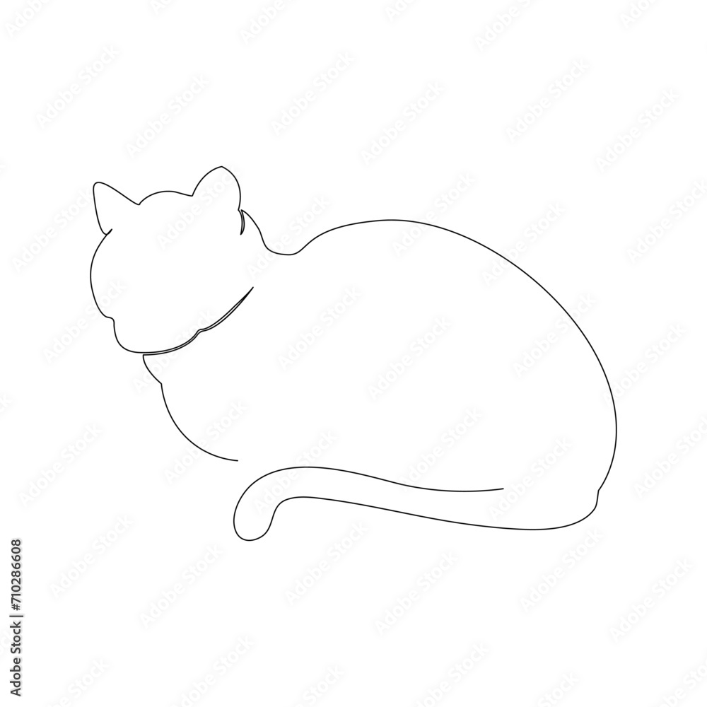 Continuous one line drawing of happy pet cats silhouettes single line art vector illustration Continuous one line drawing of happy pet cats silhouettes single line art vector illustration