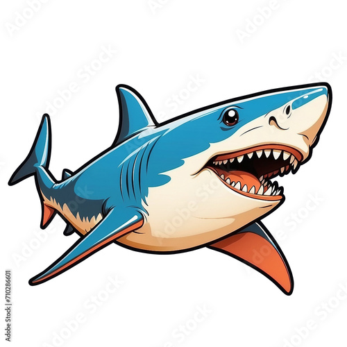 Colorful shark  high quality  colorful  Detailed illustration of blue shark with circle logo  awesome full color 