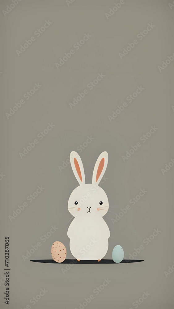 Fototapeta premium Minimalistic illustration of the Easter Bunny. AI generated.