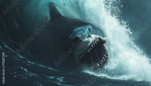 Enormous Shark Leaping from the Depths photo