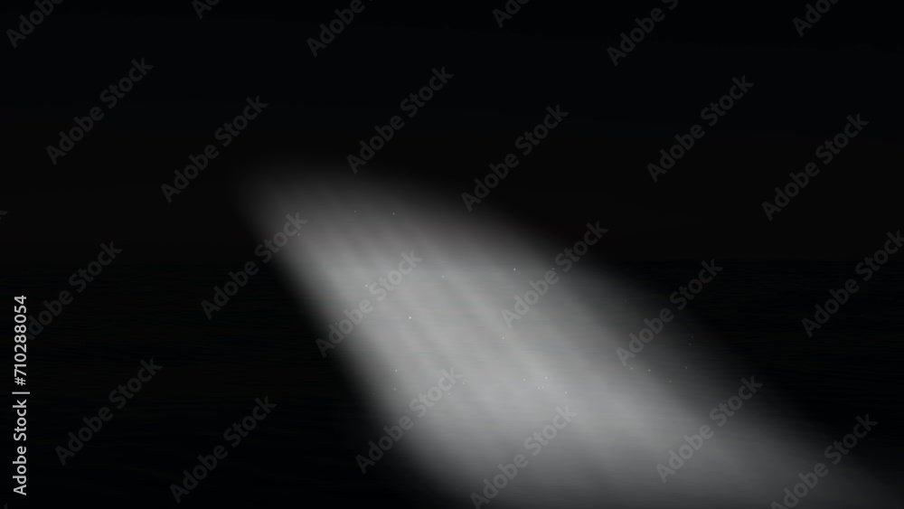 Simulation of ground spotlight on black background with particles fluctuating Simulation of ground spotlight on black background with particles fluctuating