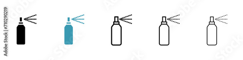 Disinfectant Spray Container Vector Icon Set. Sanitizing and Sterilizing Sprayer Vector Symbol for UI Design.