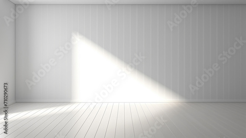 3d stimulate of white room interior and wood plank floor with sunlight