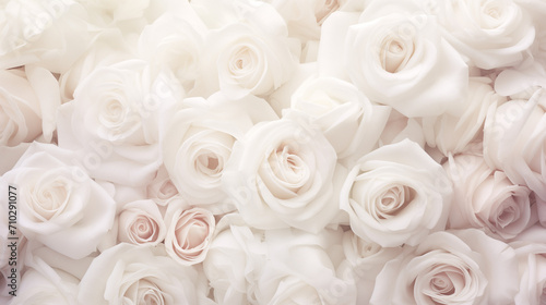 White roses as floral elegant background. Abstract floral layout, banner. 