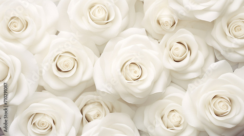 White roses as floral elegant background. Abstract floral layout, banner. 