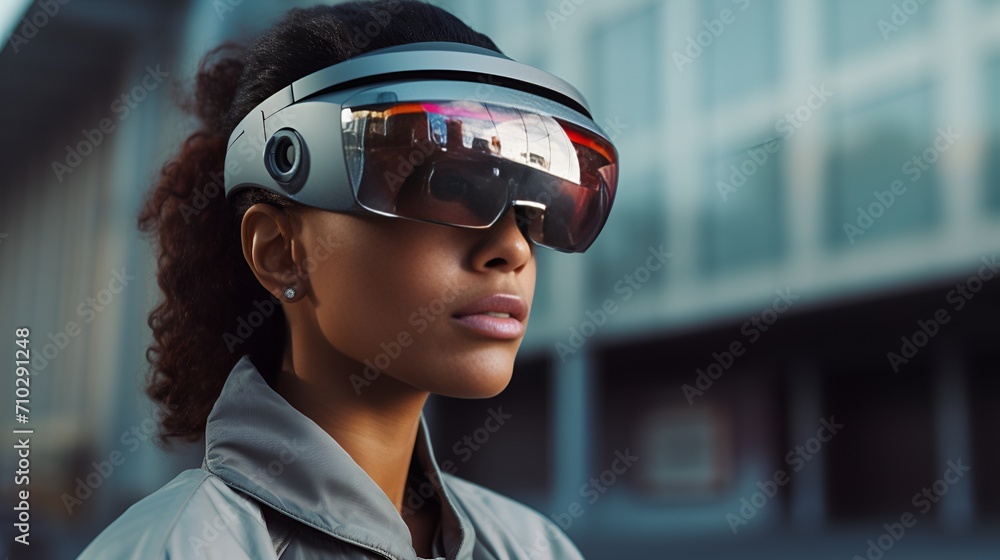 AI Person wearing AR glasses for immersive experiences , AI person, AR glasses, immersive experiences AI Person wearing AR glasses for immersive experiences , AI person, AR glasses, immersive experiences