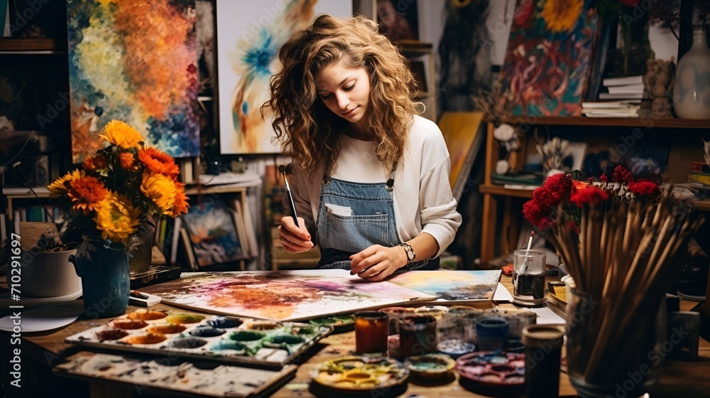 An artist with a sketchbook surrounded by creative tools , artist, sketchbook, creative tools An artist with a sketchbook surrounded by creative tools , artist, sketchbook, creative tools