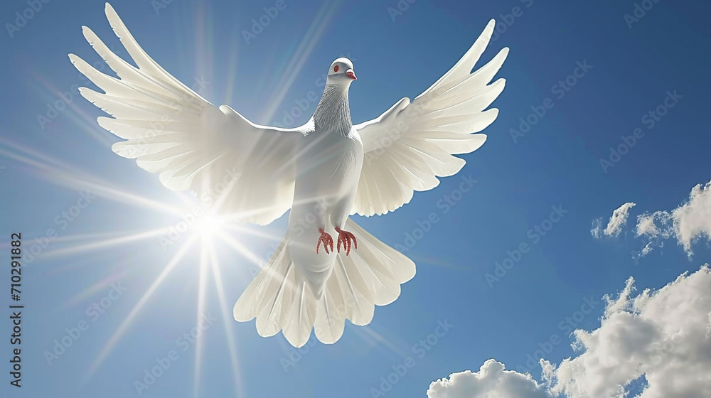 Fototapeta premium white dove on sky