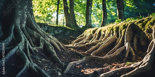Ancient tree roots in a healthy eco,system , ancient tree roots, healthy eco,system