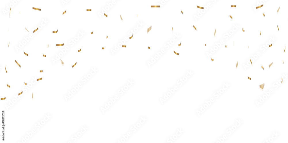 Luxury gold sparkle confetti glitter and zigzag ribbon falling down on transparent background. Luxury gold sparkle confetti glitter and zigzag ribbon falling down on transparent background.