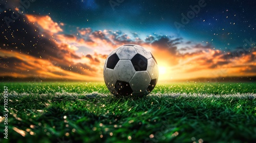 Football background with copy space. Highlighting the Soccer football with a background setting