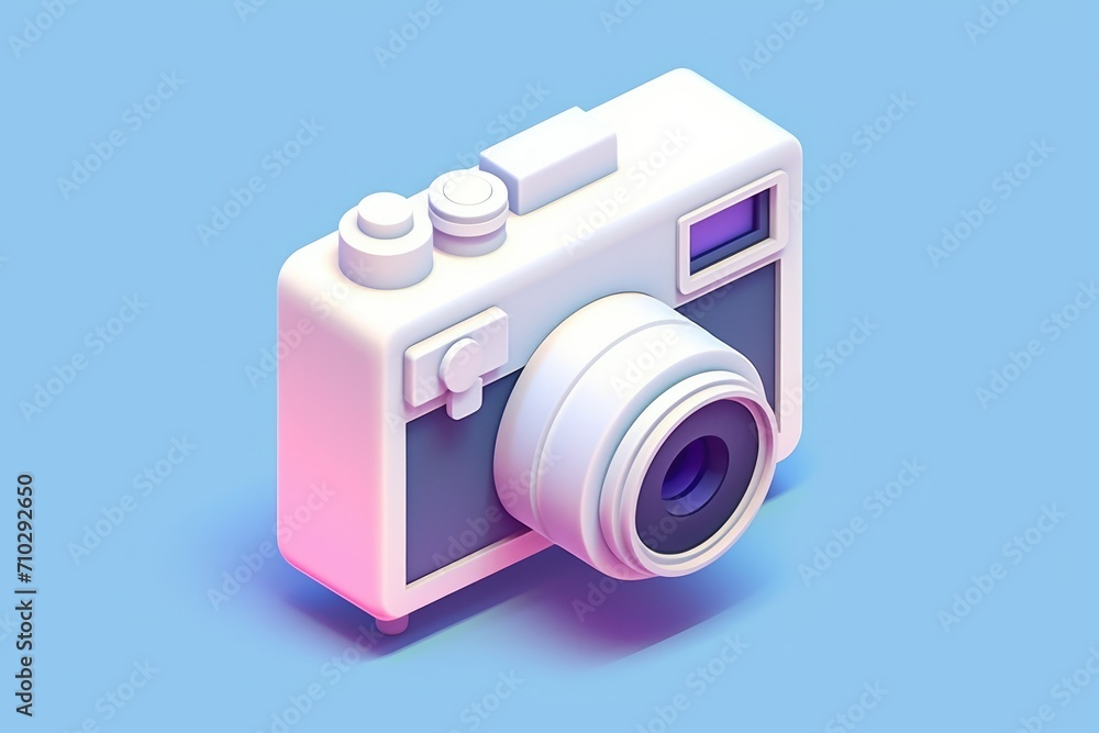 Colorful 3D cartoon camera isometric Colorful 3D cartoon camera isometric