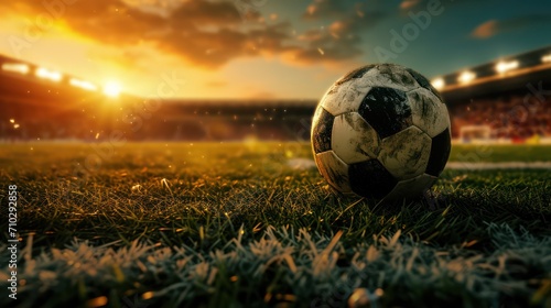 Highlighting the soccer football against a backdrop, this background offers generous copy space for additional content. 