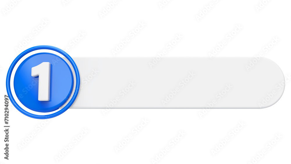 3d number 1 blue infographic with label 3d render