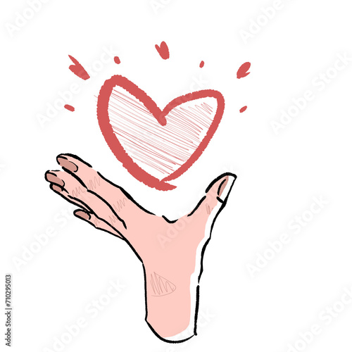Ilustración de Corazón, San Valentine, Corazón con la mano