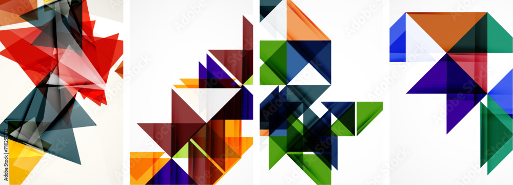 Set of colorful triangle poster cover template backgrounds. Vector illustration For Wallpaper, Banner, Background, Card, Book Illustration, landing page Set of colorful triangle poster cover template backgrounds. Vector illustration For Wallpaper, Banner, Background, Card, Book Illustration, landing page