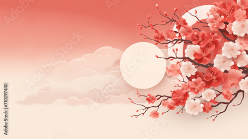 Design a clean and minimalistic illustration of modern Lunar New Year