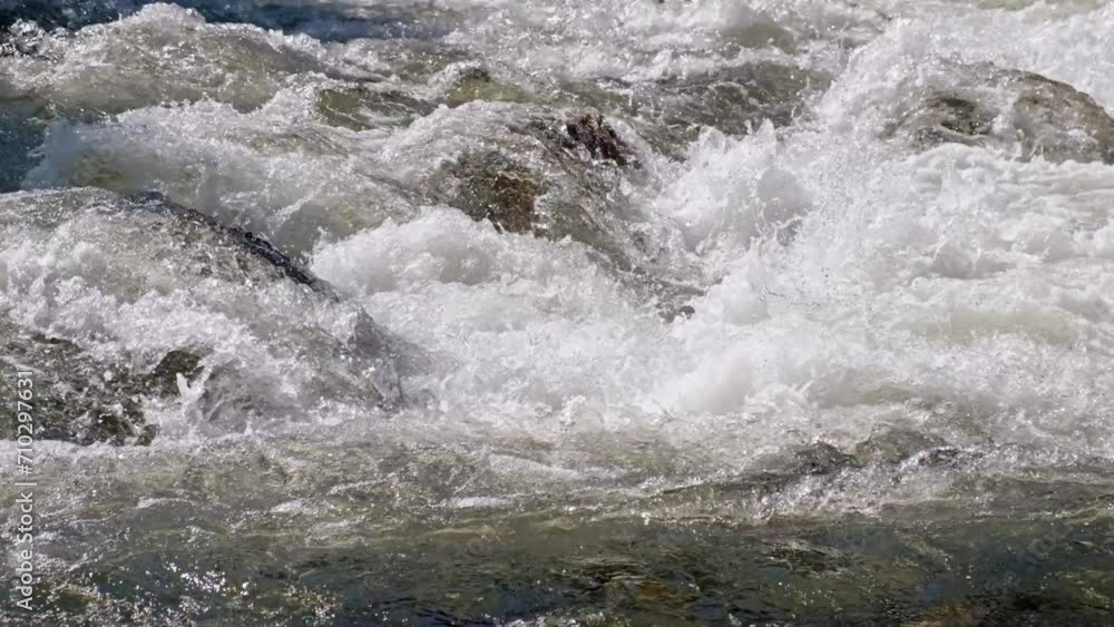 Video of Altai river Chulyshman. Boulders in river rapids Video of Altai river Chulyshman. Boulders in river rapids
