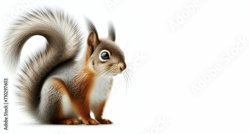 Red squirrel in front of a white background Ai generative