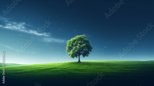 tree in field at the night 