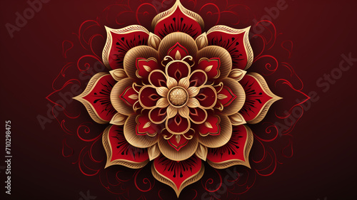 Arabesque red mandala pattern design with abstract 