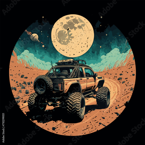 Offroad car illustration T shirt design