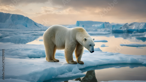 Glacier melting, polar bear homeless © Xabi