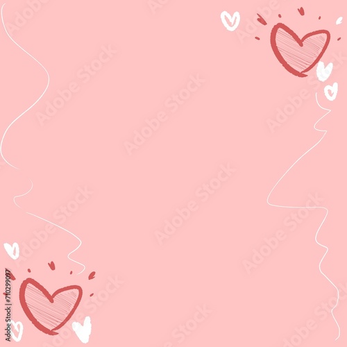 Fondo rosado con corazones, Plantilla para San Valentín, Invitación o Poster