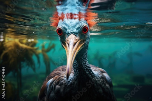 cassowary bird swimming under water photo