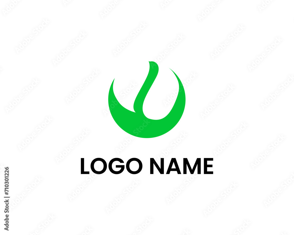 Clean and minimal letter U with leaf icon logo sign Clean and minimal letter U with leaf icon logo sign