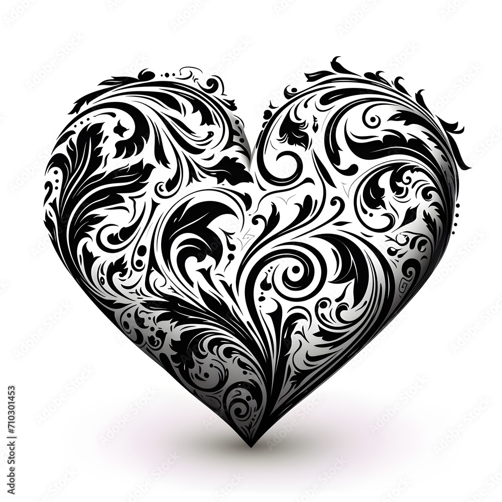 Black and White Heart, 4K, JPG