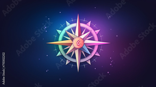 A radiant compass rose on a navigation gradient photo