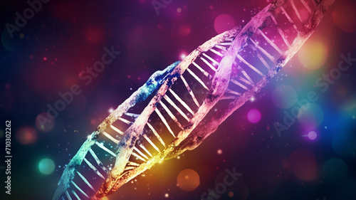 Fantastic shining DNA strand on a life science gradient
