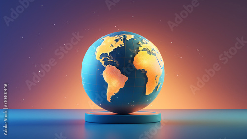 Fantastic illuminated globe on a travel themed gradient background