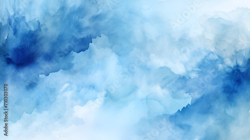 Natural and cloudy fresh blue sky background, shiny and soft sky blue watercolor texture on withe background ai generative photo